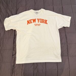Gymshark White Tee with Orange New York Print